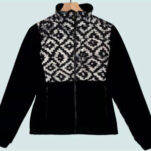 THE NORTH FACE Women's Black & White Full Zip Fleece Jacket Size XS Unique Print